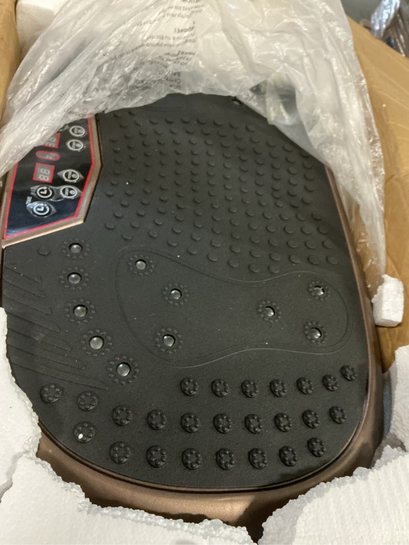 Condition photo showing As Is for EILISON FitMaxx 3D XL Vibration Plate Exercise Machine - Whole Body Workout Vibration Platform w/Loop Bands - Lymphatic Drainage Machine for Weight Loss, Shaping, Wellness, Recovery Fitpro Brown