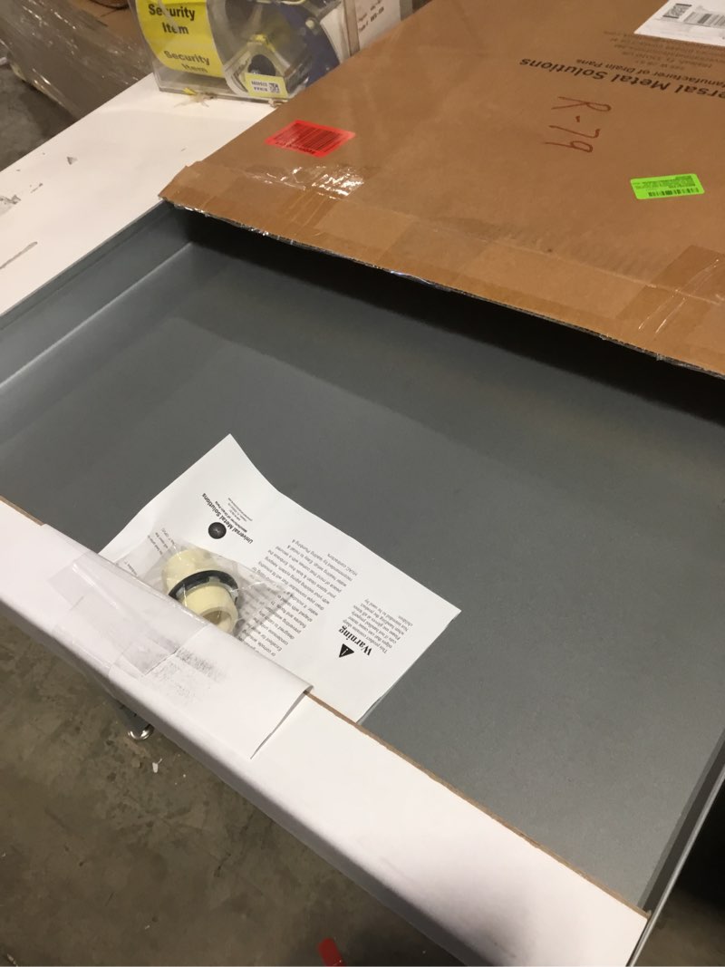 Condition photo showing Good Condition for 26GA Galvanized Drain Pan W/Connector & Hole-Rust-Free Made for Electric Water Heater & Air Conditioning Units Protects Floor from Water Damage, Easy to Install- 24"x24"x2" With hole 24" x 24" x 2"