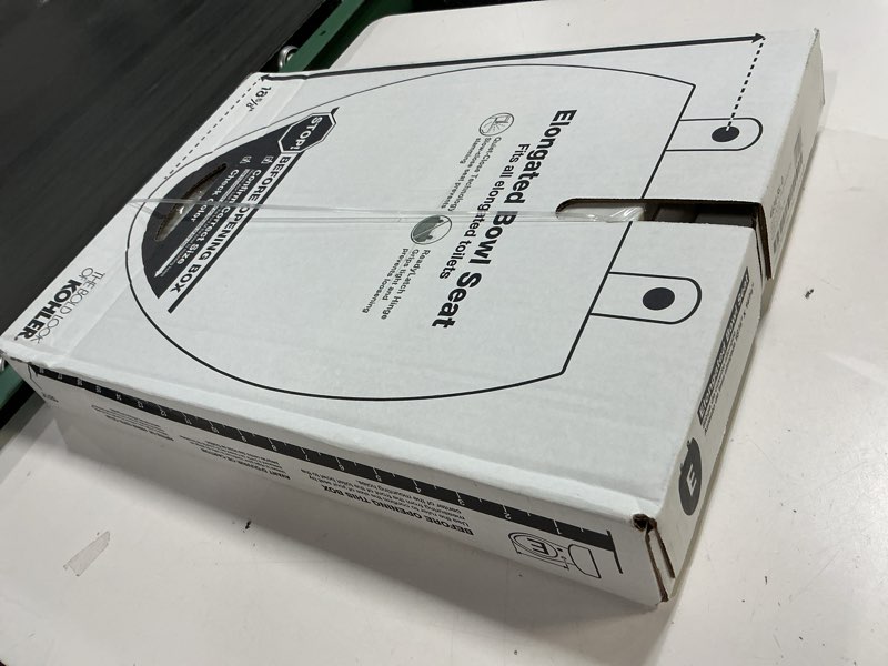 Condition photo showing New/Like New for KOHLER 4636-RL-0 Cachet ReadyLatch Elongated Toilet Seat Slow Close, Soft Close Toilet Seat Quiet Lid, Contoured Grip-Tight Bumpers Installation Hardware, Apartment Essentials, White White Elongated Ready Latch