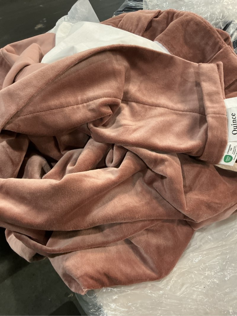 Condition photo showing Good Condition for quince cotton velvet curtain - single panel color: mauve 48in x 108in 