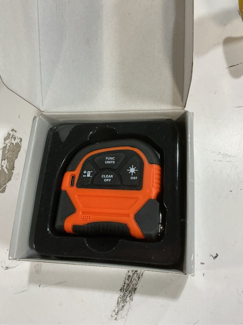 Condition photo showing Good Condition for 2-in-1 laser tape measure, 197ft laser measuring tool & 16ft measuring tape with m/in/ft/ft+in units, magnetic hook - pythagorean, area, volume, digital tape measure for woodworking and diy