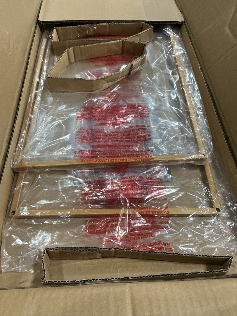 Condition photo showing New/Like New for Muted Gold Chandelier Lighting Fixture with Geometric Metal Cage, 4-Light Industrial Pendant for Kitchen Island, Living Dining Room, Home Office (Gold, 24" H - 4 Lights) 24"H -- 4 Lights Gold