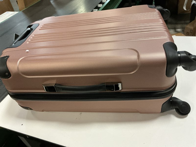 Condition photo showing Good Condition for kenneth cole reaction out of bounds lightweight hardshell 4-wheel spinner luggage, rose gold, 24-inch checked 24-inch checked rose gold