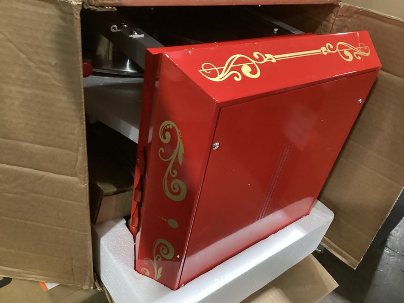 Condition photo showing As Is for VEVOR Commercial Popcorn Machine, 8 Oz Kettle, 850 W Countertop Popcorn Maker for 48 Cups per Batch, Theater Style Popper with 3-Switch Control Steel Frame Tempered Glass Doors 2 Scoops 2 Spoons, Red 8OZ Tabletop Red