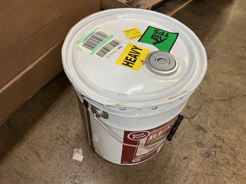 Condition photo showing As Is for Ready Seal 512 5-Gallon Pail Natural Cedar Exterior Stain and Sealer for Wood 5 Gallon Natural Cedar