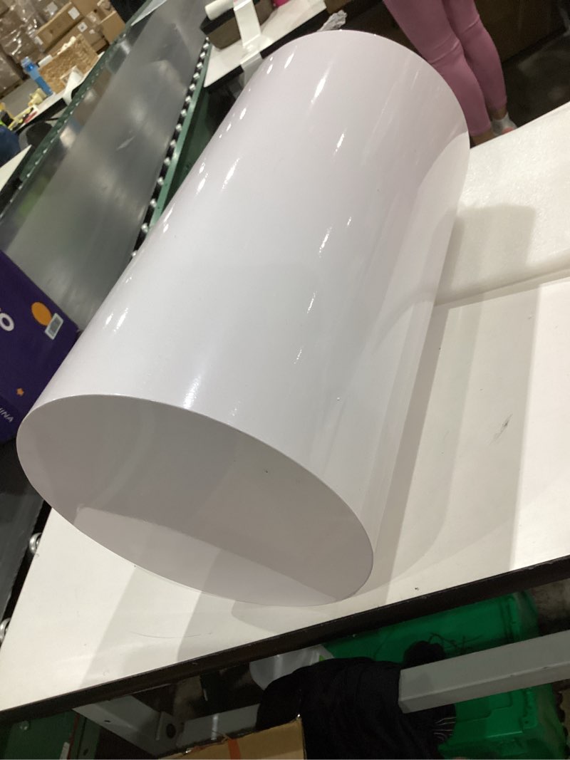 Condition photo showing Good Condition for 3 pieces set of metal cylinder pedestals display stand white