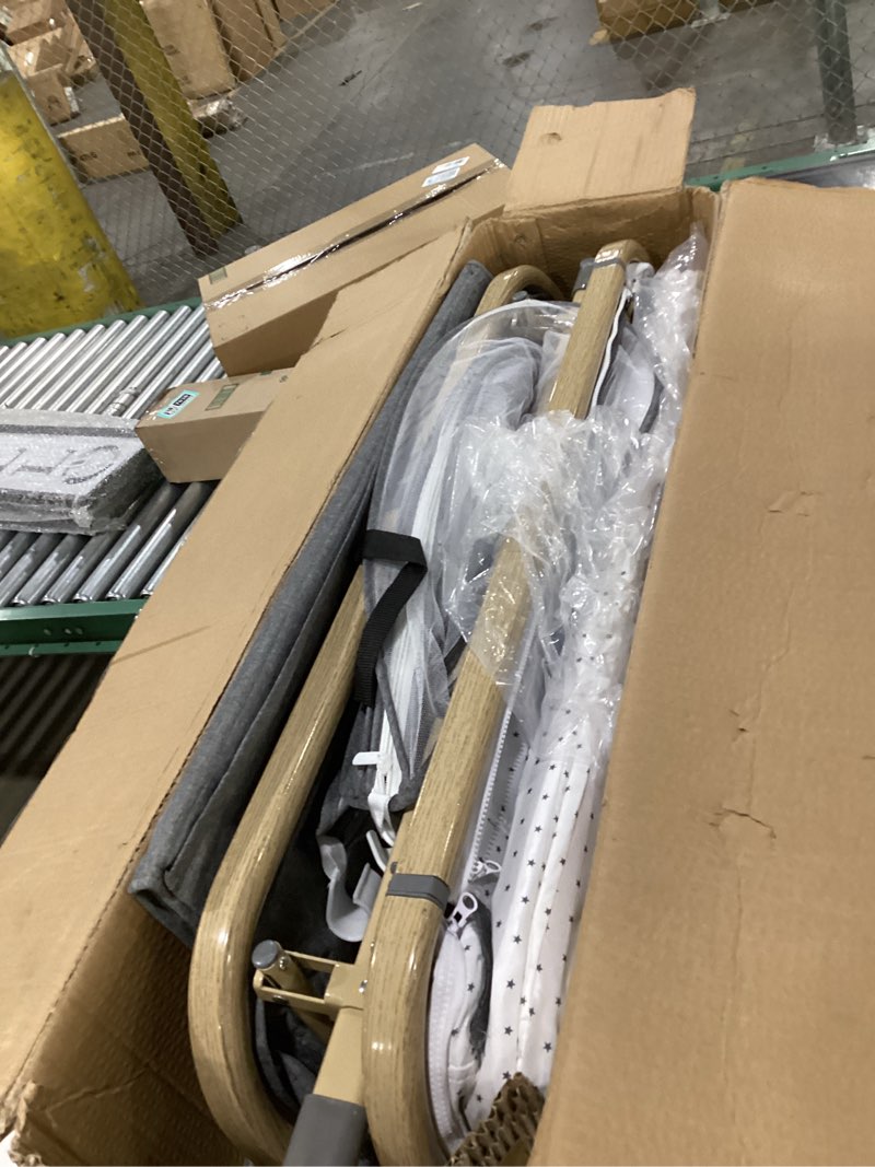 Condition photo showing New/Like New for Baby Bassinet 5 in 1,Baby Bedside Bassinet with Diaper Table, Mosquito Net, Mattress, Storage Layer, Can Be Stored in One Button Travel Crib (Gray) Grey