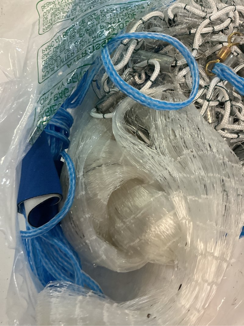Condition photo showing As Is for neween cast net, american saltwater cast nets for fishing, 3ft-10ft radius casting net for bait fish, 3/8 inch professional grade monofilament throw nets for fishing bait with heavy duty sinker 8 ft radius monofilament lines cast net