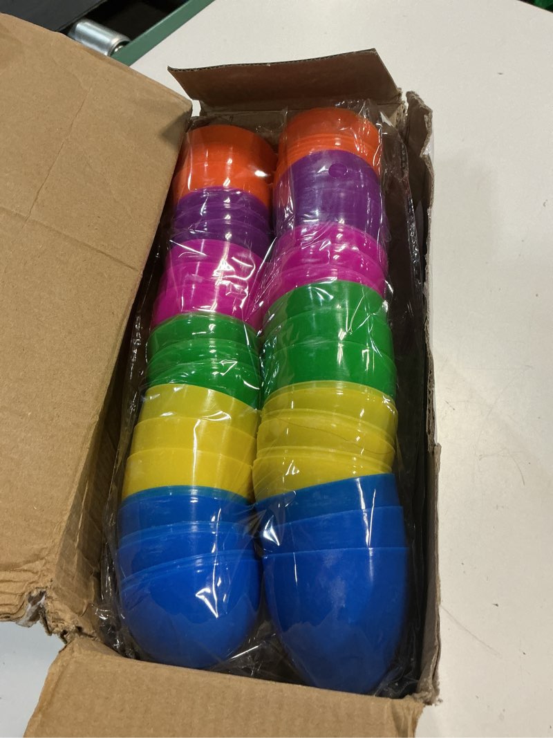 Condition photo showing Good Condition for 12 pack jumbo easter eggs filled wind up toys, colorful plastic egg with wind up jumping chicks bunny plush, easter basket stuffers fillers easter hunt party favors for kids 12 pack large wind up toys