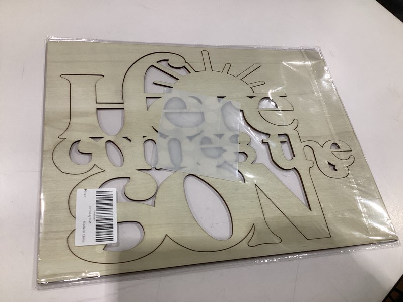 Condition photo showing New/Like New for Here Comes The SON Wooden Backdrop Sign,Baby Shower Party Decor for Welcome Baby Sign Decor Boy's Birthday Wall Decorations,Gender Reveal Party Decor (12 * 12inch)