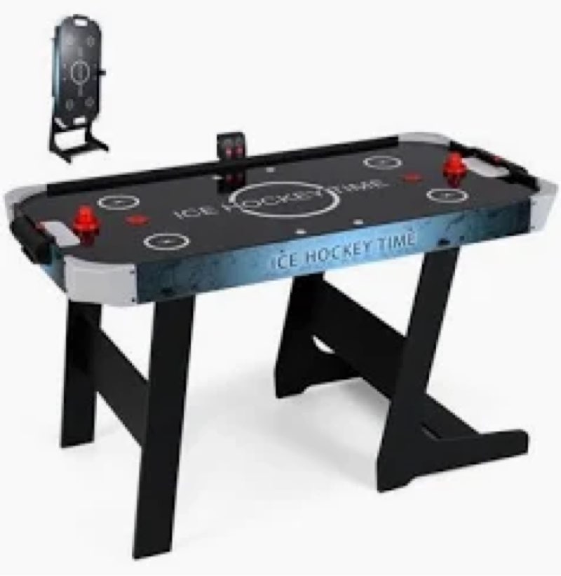 48" Foldable Air Hockey Table Featuring a Powerful 700mA Motor, Precise Digital LED Scoreboard, and 