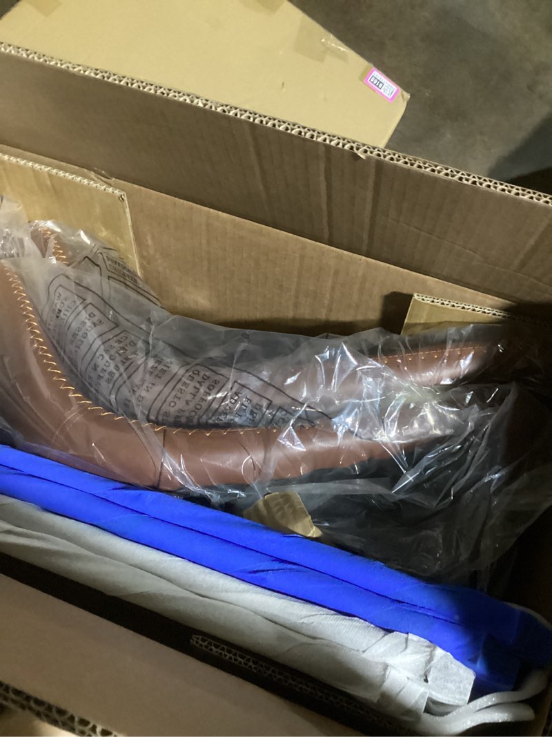 Condition photo showing Good Condition for Sweetcrispy Counter Height Bar Stools Set of 2, 30 inch Height Stool Faux Leather Barstools with Back, Armless Kitchen Island Countertop Comfortable Modern Chairs with Metal Legs - Brown Brown 2 Pcs 30" Counter Height Bar Stools