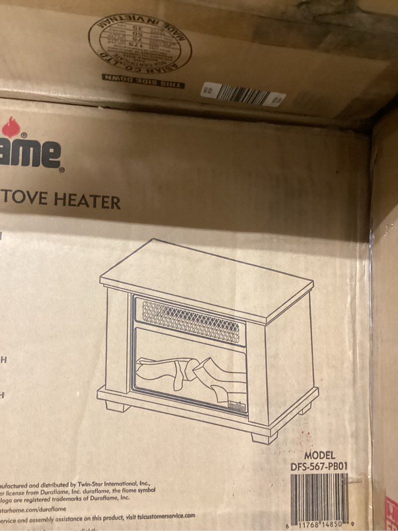 Condition photo showing Good Condition for duraflame Freestanding Electric Fireplace Stove Heater with 3D Flame Effect for 1,000 Sq. Ft. Room, Black