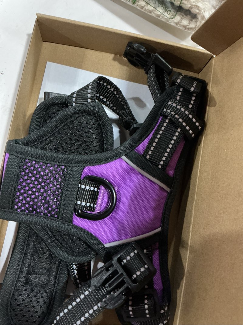 Condition photo showing New/Like New for PHOEPET No Pull Dog Harnesses for Small Dogs Reflective Adjustable Front Clip Vest with Handle 2 Metal Rings 3 Buckles [Easy to Put on & Take Off](S, Purple) S Purple