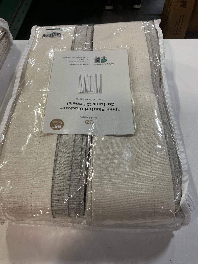 Condition photo showing New/Like New for pinch pleated full blackout curtains for bedroom & living room, lightweight thermal insulated blackout window curtains & drapes 95 inches long, 2 panels set(40" w x 95" l, cream)