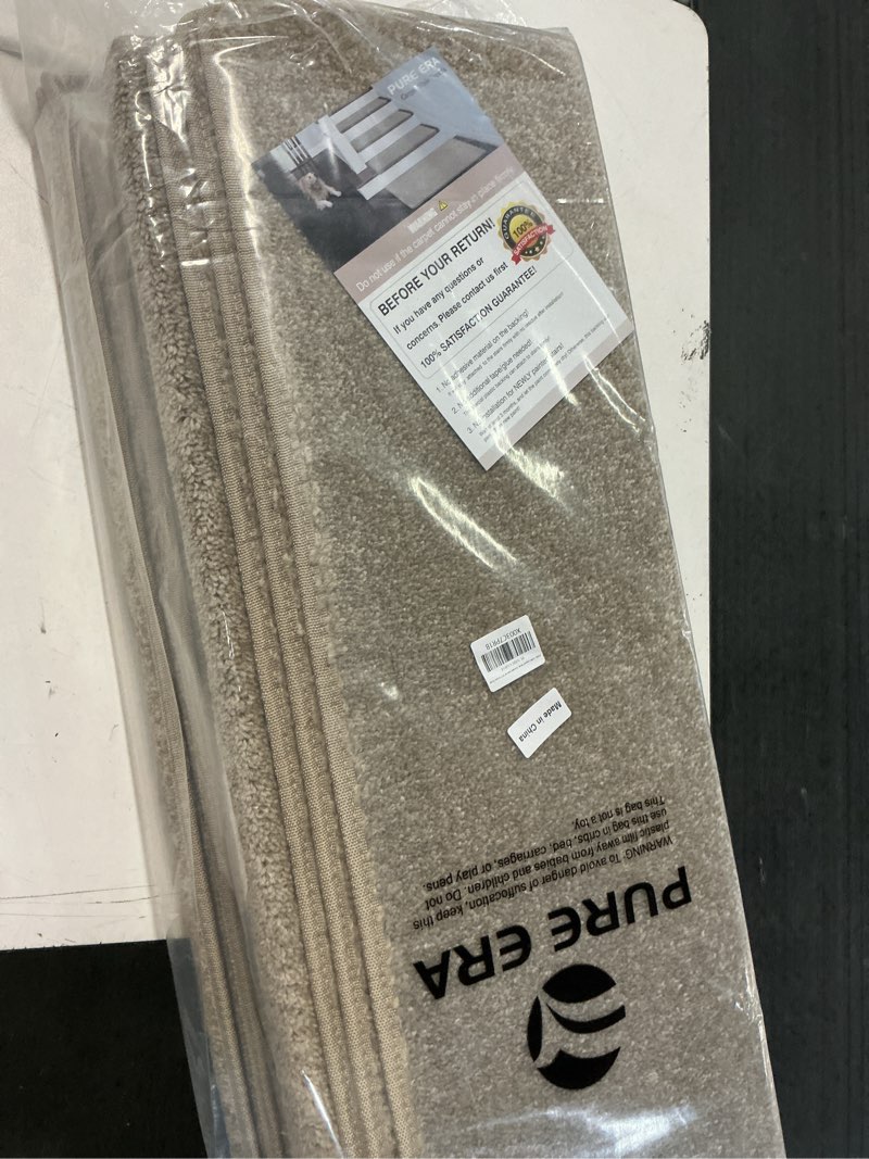 Condition photo showing New/Like New for pure era bullnose carpet stair treads set tape free non-slip indoor stair protectors pet friendly rugs covers soft skid resistant washable reusable 9.5" x 30"(14 pieces,cream gray) cream gray 14 pieces with bullnose