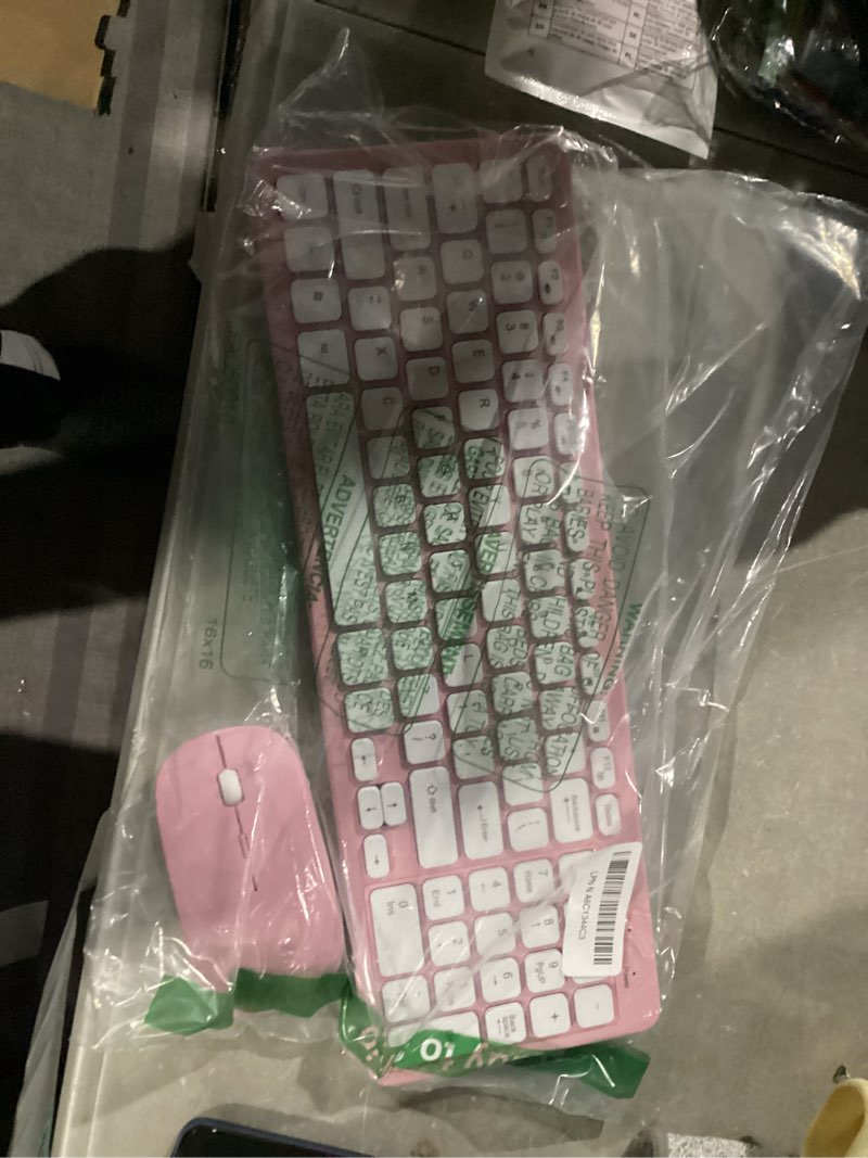 Condition photo showing New/Like New for Wireless Keyboard and Mouse Combo, Compact Quiet Wireless Keyboard and Mouse Set 2.4G Ultra-Thin Sleek Design for Windows, Computer, Desktop, PC, Notebook, Laptop (Pink)