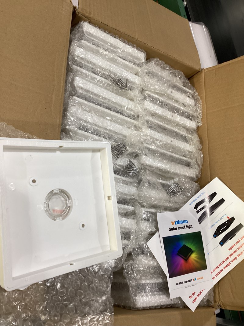 Condition photo showing New/Like New for VOLISUN Solar Post Cap Lights Color Changing Outdoor Waterproof, RGB Modes Fence Post Cap Lights 16 Pack, for 4x4 x5 x6 Wooden/Vinyl(White) White 16 Pack