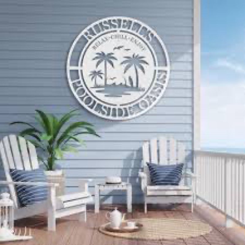 Tropical Palm Tree Metal Wall Art Coastal Beach House Wall Accent