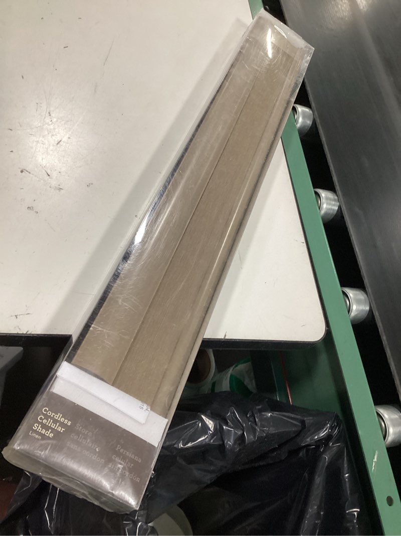 Condition photo showing Good Condition for Allen + Roth Cordless Light-Filtering Cellular Shade - 23-in x 72-in - Linen 70389