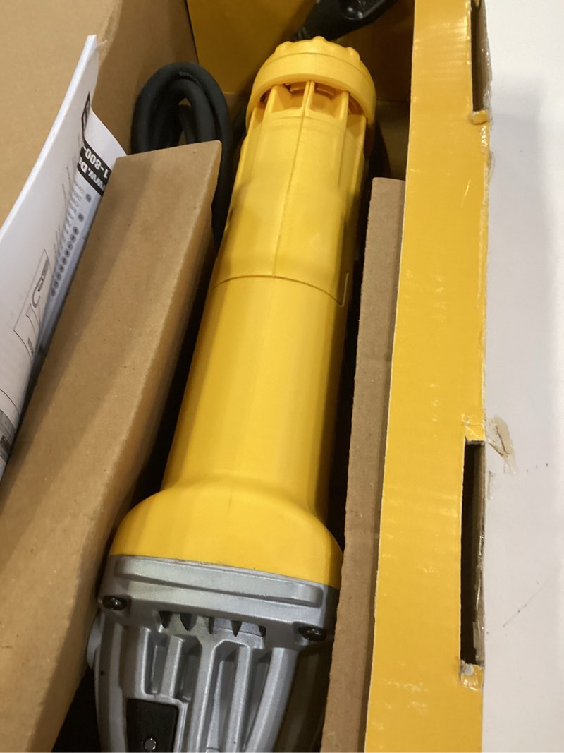Condition photo showing New/Like New for dewalt angle grinder, 4.5 inch, 11 amp, 11,000 rpm, with paddle switch, ergonomic compact design grinder tool (dwe402) angle grinder only