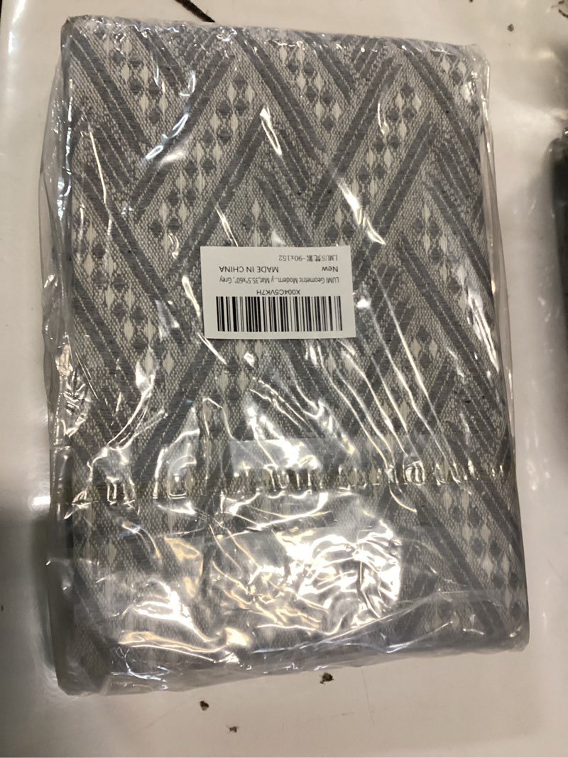 LUMI 2.9x5 Door Mat Indoor Entrance with Non Slip Rubber Backing, Grey Front Thin Mats Low Profile, 