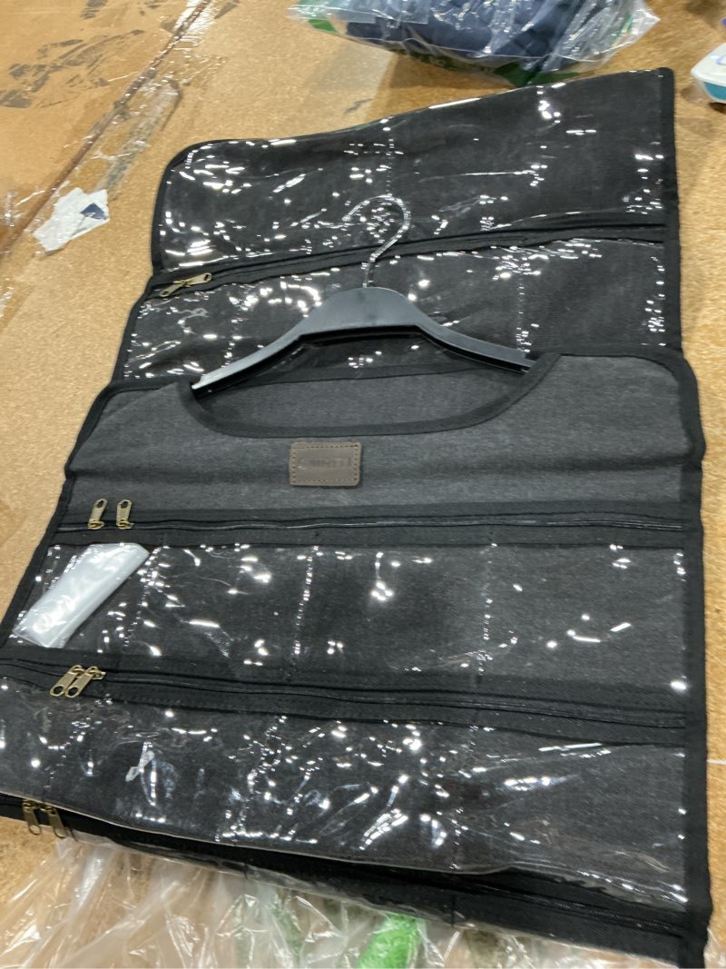 Condition photo showing Good Condition for smriti hanging jewelry organizer with dual zippered pockets canvas double sided rotating hanger necklace hanging wall organizer earring dustproof holder wall mount accessories display bag(dark grey) #1-dark grey