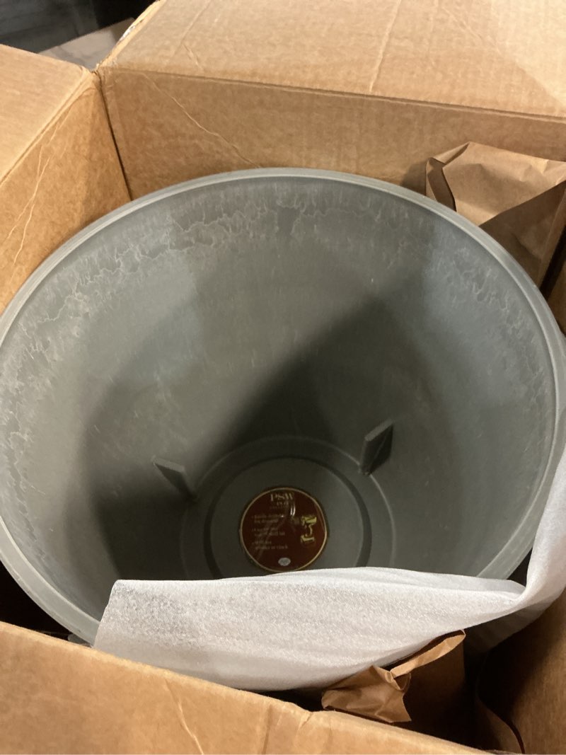 Condition photo showing Good Condition for psw pot collection 16-inch plastic/stone/wood composite large ribbed planter – no drainage hole (drillable), indoor/outer garden pot for foliage, trees, flowers, ferns, cement gray 16"x13" cement
