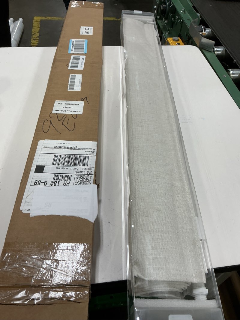 Condition photo showing New/Like New for lazblinds no tools no drill cordless roman shades for windows, blackout thermal insulated uv blocking window blinds, room darkening fabric blinds for indoor windows, 34'' w x 64'' h, off white blackout - off white 34" w x 64" h