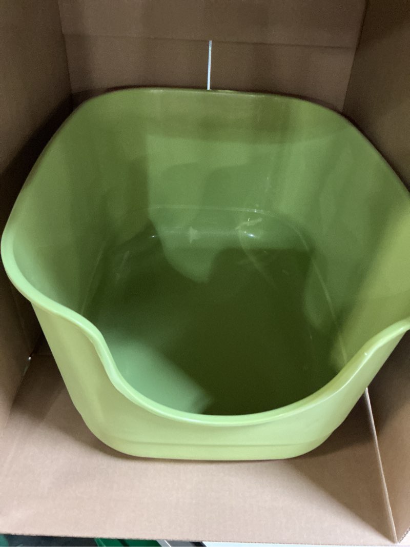 Condition photo showing As Is for SpaceTime Extra Large Litter Box with High Sides,24.2" Lx16.3 Wx12.9 H XL Multi Cat Litter Pan for Kitty,Cat Boxes for Indoor Cats,Jumbo Litter Boxes for Big Cats,Anti-Splashing,Easy to Clean (Green)