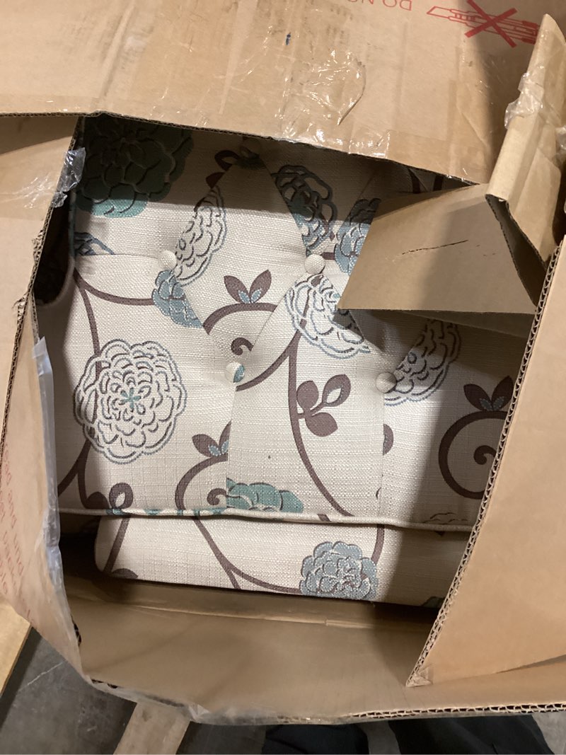 Condition photo showing Good Condition for christopher knight home harrison fabric tufted club chair, white / blue (29.5"d x 28"w x 33.5"h) floral