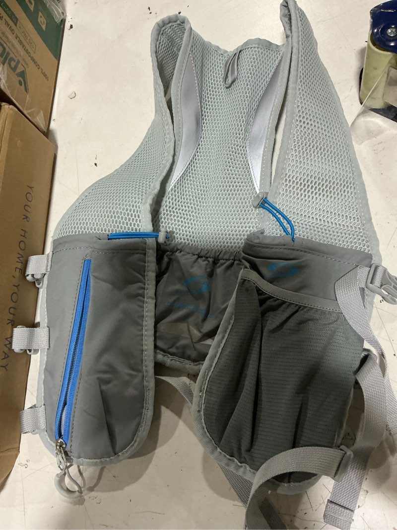 Condition photo showing Good Condition for maelstrom running vest for women men,adjustable & lightweight reflective hydration vest with 500ml soft flask , running backpack for trail race, marathon, hiking, cycling gray