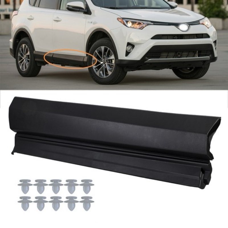 Roneeson Front and Rear Passenger Side Door Lower Molding Trim Black for Toyota RAV4 2016-2018