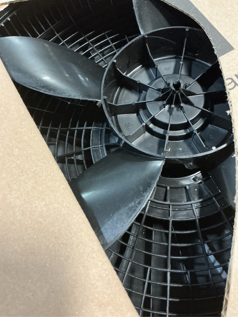 Condition photo showing As Is for lasko pedestal fan, oscillating fan for bedroom with adjustable height and 3 cooling speeds, portable, 18", black, 1827