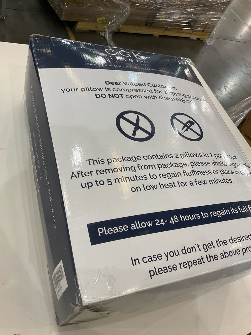 Condition photo showing Good Condition for Bed Pillows Queen Size Set of 2 - 100% Cotton Breathable Cover - Premium Down Alternative for Side Sleepers, Back or Stomach - Soft Luxury Hotel Quality Pillows - Comfy, Cozy & Plush - Oeko-Tex, White Queen White