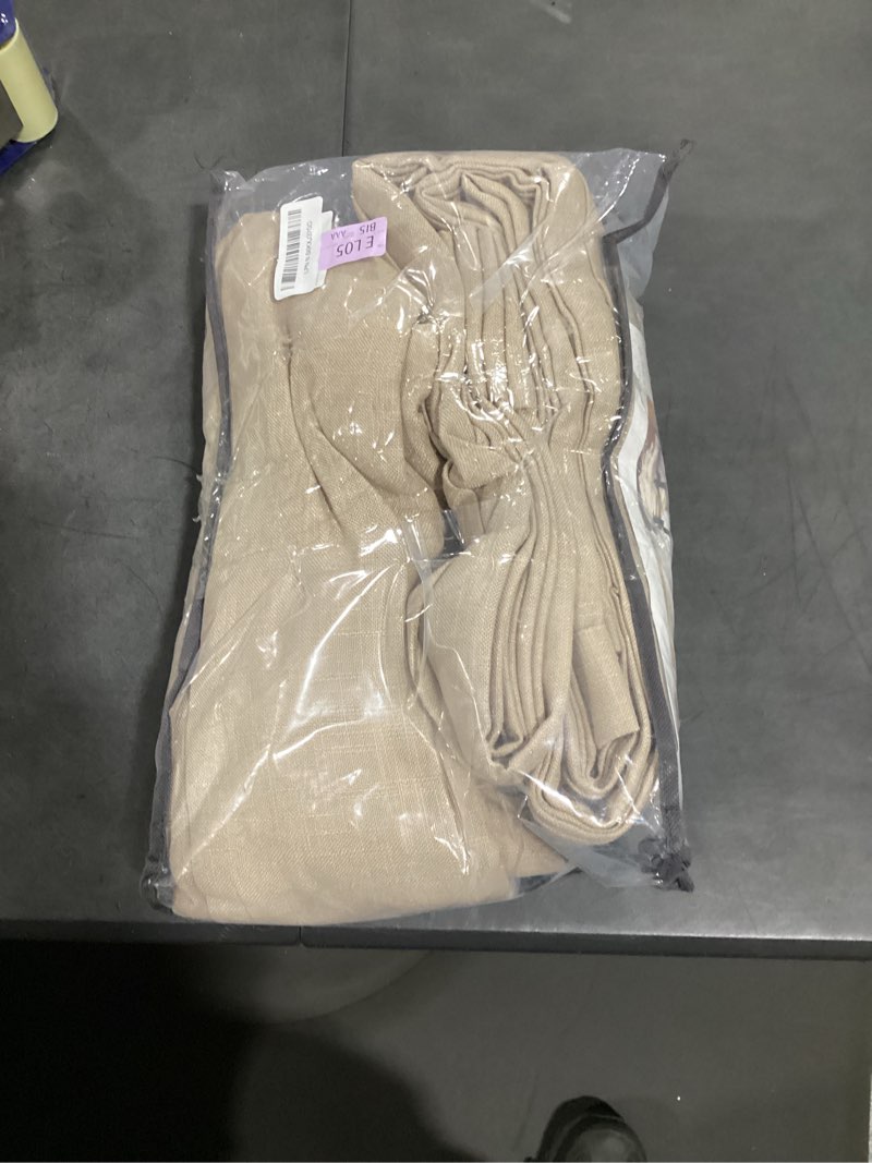 Condition photo showing Good Condition for extra long pinch pleated linen 108 inch curtains 2 panels set for living room bedroom farmhouse tan brown cotton flax back tab memory shape pinch pleat ceiling floor window curtains 9 ft grey beige grey beige 40"w x 108"l (pack of 2)