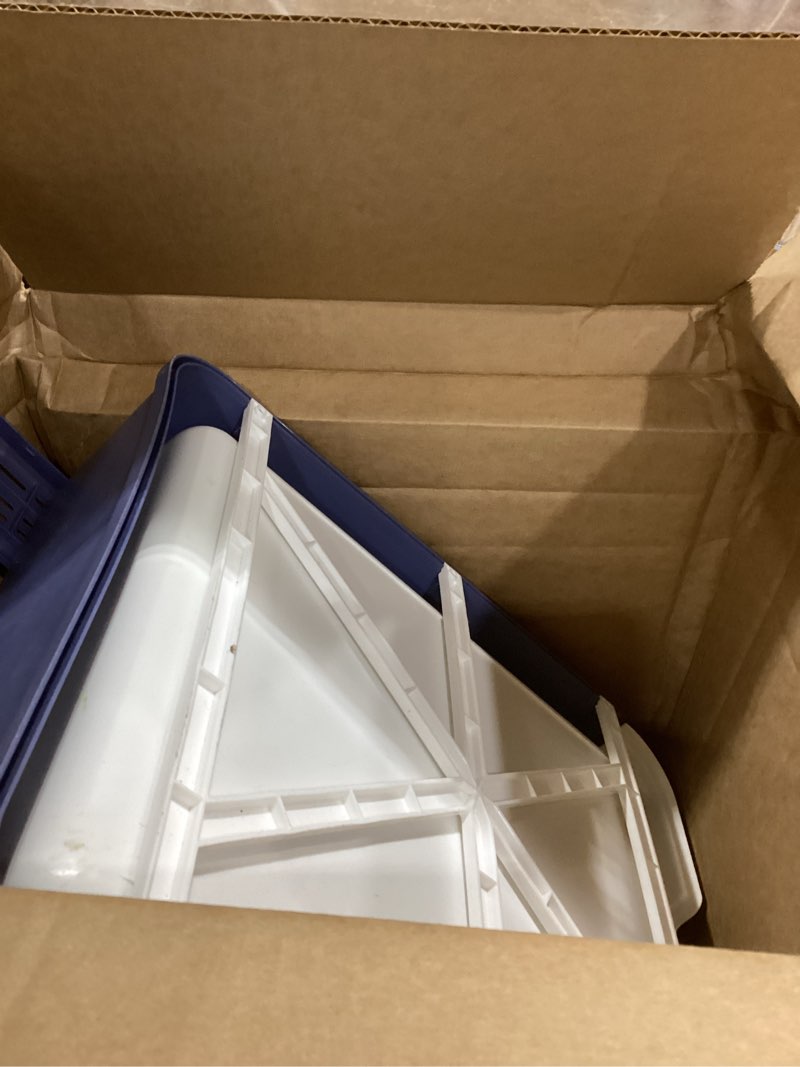 Condition photo showing As Is for Cat Litter Box with X-Large Litter Mat and Scoop, Large Foldable Litter Box with Lid, Enclosed Kitty Box,Front Top Entry Exit, Odor Control Easy to Clean (Upgrade Midnight)