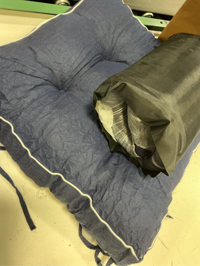 Condition photo showing Good Condition for favoyard patio chair cushions 19 × 19 inch water resistant & 3-year color fastness outdoor chairs cushion for seat dining rocking wicker chair cushion with tie straps tufted square pads, blue, 2 pack blue 19 x 19 inch (2 pack)