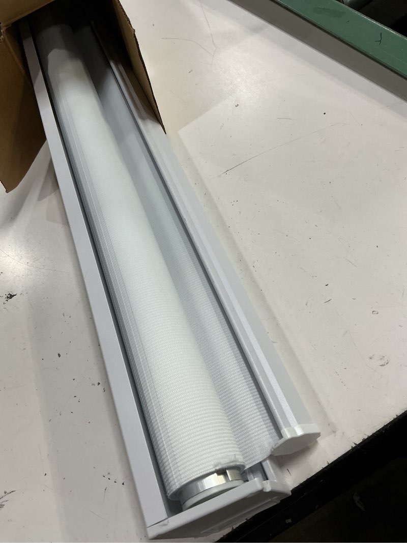 Condition photo showing Good Condition for joydeco no drill zebra blinds for windows, cordless day & night dual sheer roller shades, easy installation, free-stop lift system, light filtering privacy blinds for home(white,28" w x 75" h) a-white (no drill) 28"w x 75"h
