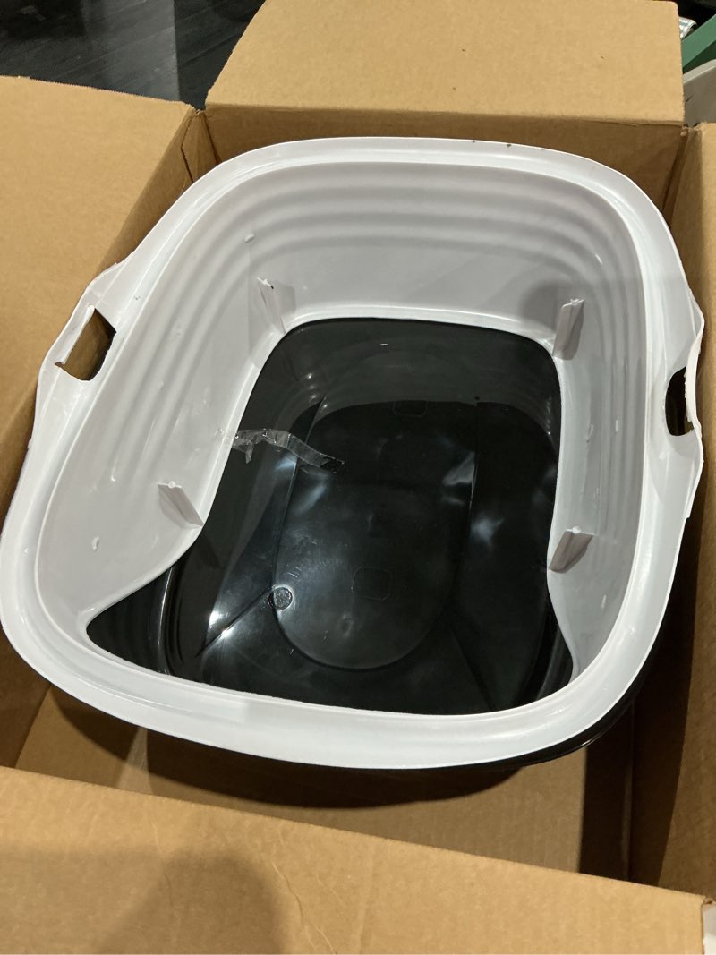 Condition photo showing As Is for arm & hammer rimmed cat litter box with high sides and microban, made in usa | tall sturdy walls help contain spray, scatter and spills, easy everyday scooping, durable tray suits messy diggers at home pearl white/ dark gray standard