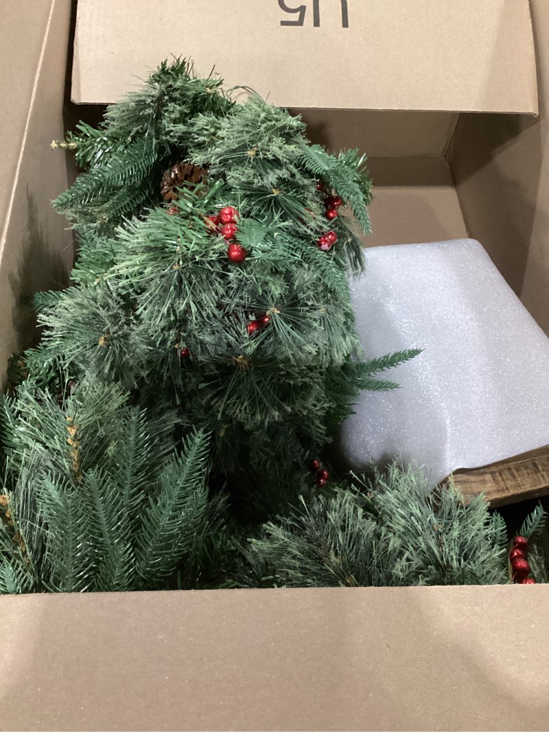 Condition photo showing Good Condition for 4FT Christmas Tree with 100 Lights, Potted Artificial Christmas Tree Outdoor Decor 8 Mode Timer Waterproof with Real-Like Tips & Round Branches for Front Door, Porch, 2 Pack (Green) (Red)