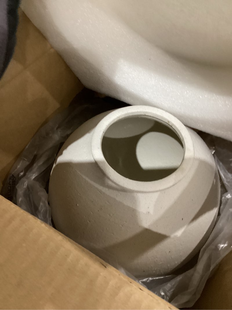 Condition photo showing As Is for Large White Ceramic Vase - 9.8 Inch Rustic Farmhouse Vase for Home Decor, Minimalist Tall Vases for Living Room, Table, Bathroom, Holiday & Weddings (Sandstone White) Sandstone White 9.8 inch