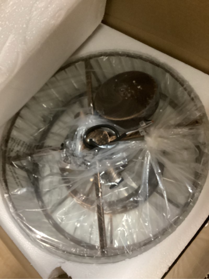 Condition photo showing Good Condition for 4 Lights Modern Crystal Chandelier Oil Rubbed Bronze Round Semi Flush Mount Ceiling Light Fixture Farmhouse Chandelier for Dinning Room Living Room Bedroom Hallway Entryway Kitchen