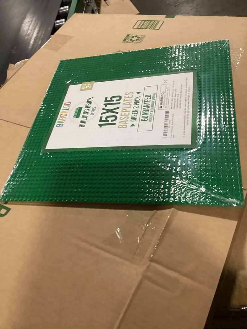 Condition photo showing New/Like New for 15 inch x 15 inch baseplate for building bricks -two pack - green classic baseplates compatible with all major brands
