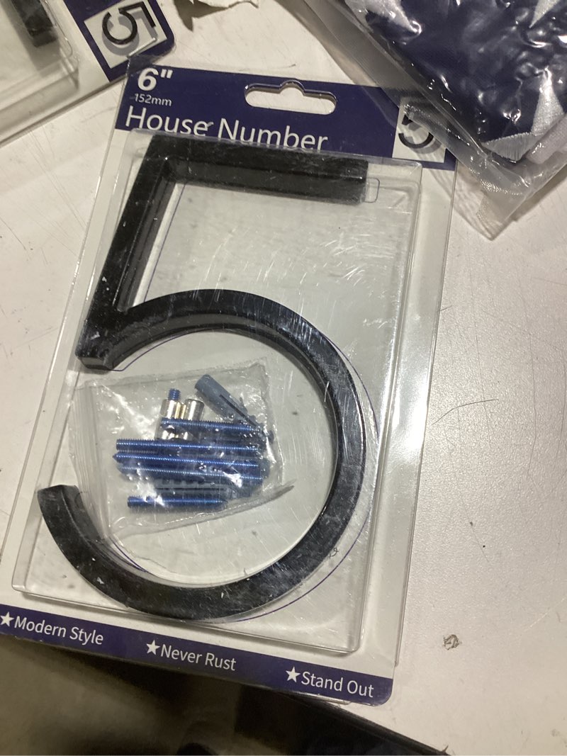 Condition photo showing Good Condition for 6" stainless steel floating house number 5, metal modern house numbers, mailbox decor number with nail kit, coated black, 911 visibility signage (large 5)