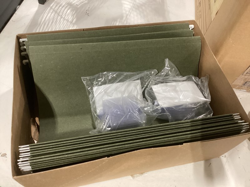 Condition photo showing Good Condition for member's mark hanging file folders, letter, 1/5-cut tabs, green, 50/box