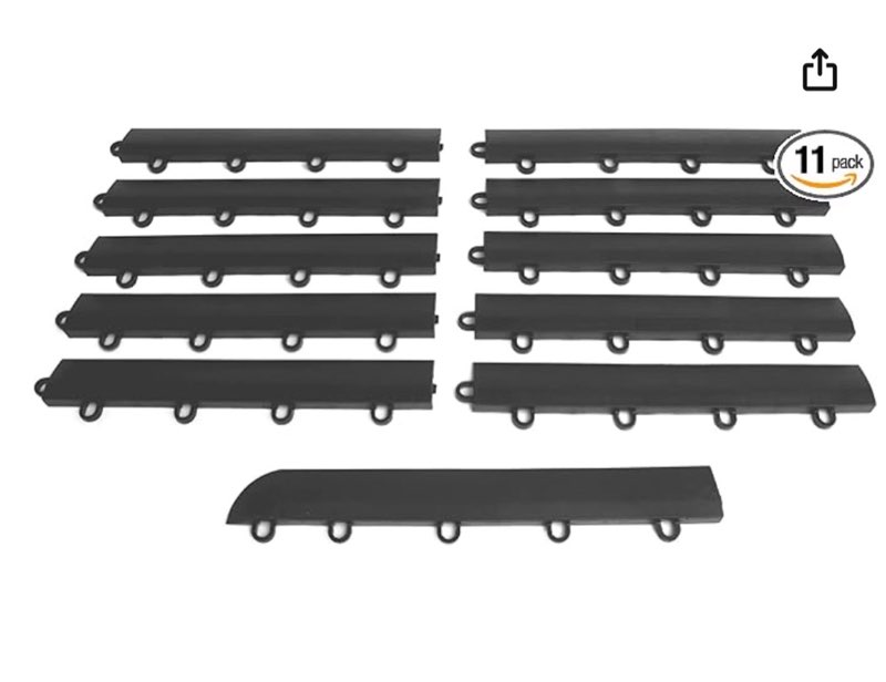 vevor male garage floors transition edge kit, 15 pcs sturdy pp interlocking modular garage floor edging slip-resistant, easy assembly compatible only with vevor upgraded 6-lock garage mats, black
