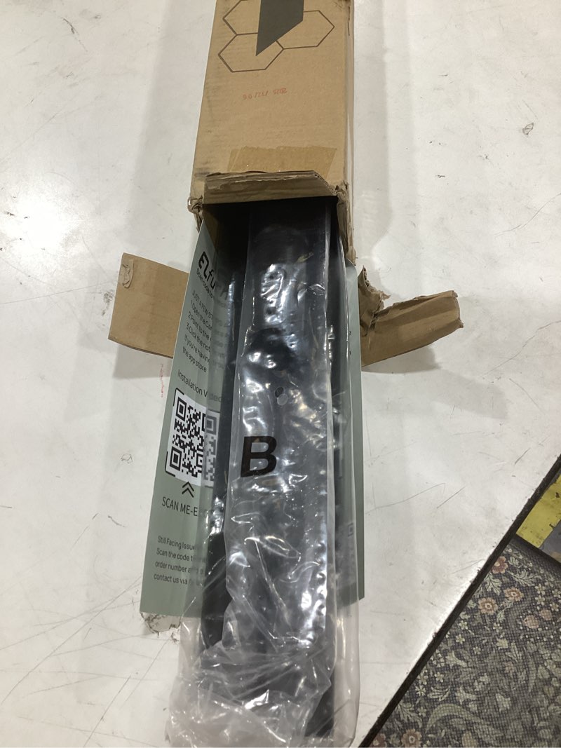 Condition photo showing As Is for tension curtain rod by ezfurni, 42-123 inches, heavy duty tension rods for windows, adjustable spring loaded curtain rods no drilling, renter friendly, hold up blackout curtains and non slip, black black 42-123 inches