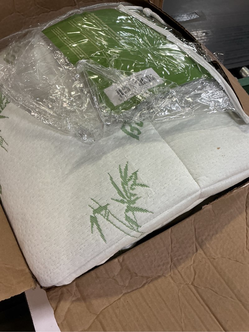 Condition photo showing As Is for ultra soft queen size mattress topper - viscose made from bamboo pillow top mattress pad for back pain relief - naturally cooling for hot sleepers, green green queen