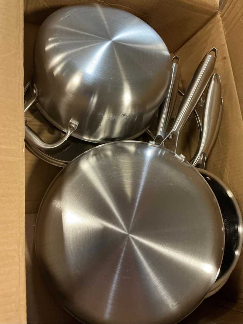 Condition photo showing As Is for COOKER KING Stainless Steel Cookware Set, Pots and Pans Set Non Stick, Hybrid Ceramic Cookware, Frying Pans, Saucepans & Stock Pot with Glass Lid, Non-Toxic, Oven Safe, Induction Compatible 7